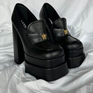 Versace Black Platform Loafers